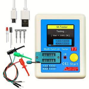TEMU LCR-T7 트랜지스터 테스터, TFT 다이오드 전기량 측정기, USB 충전식 다기능 테스터, NPN PNP MOSFET IR, ≤36V 작동 전압, 0.01 측정 정확도, 리튬 폴리머 배터리