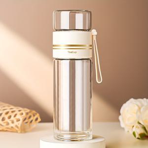 TEMU 1개 500ml/16.8oz 휴대용 유리 티 인퓨저 병, 스테인리스 필터가 있는 이중 벽 보로실리케이트 글라스 티 머그컵 (풀잎 꽃 허브 차 가방용), 사무실·공부·여행용 휴대용 여행 티 머그