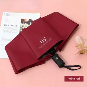 TEMU 자동 접이식 UV 우산 - 방풍, 고품질 190T 캐노피, 디자인 플라스틱 핸들, 휴대용 및 경량, 남녀 공용
