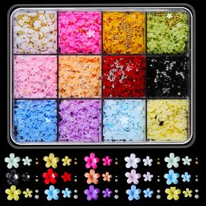 TEMU 1500pcs Y2K 스타일 네일 아트 장식 세트, 3D 레진 꽃, 금색과 은색 카비어 비즈, 진주, 하이포알러겐, 향수 없는 DIY 손가락 트리밍 및 네일 디자인 장식용으로 제공됩니다.
