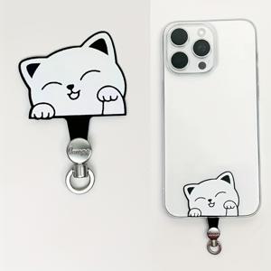 TEMU 1/3/5pcs 귀여운 만화 판다/고양이/강아지 잃어버리지 않는 끈 스페이서 360° 회전 탄소 섬유 나일론 휴대폰 끈 스페이서 - 초박형, 내구성, 분리 가능한 고무 링 클립 휴대폰 케이스 액세서리용 매달린 코드