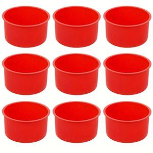 TEMU 9pcs 실리콘 미니 케이크 모양 세트, 4인치 빨간색 원형 비스듬한 베이킹 팬 재사용 가능한 케이크 트레이, chiffon mousse, 컵케이크, 레이어드 케이크, 치즈케이크, 케이크에 적합합니다.