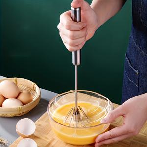 TEMU 1pc 스테인레스 스틸 수동 계란 믹서 및 믹서 - 배터리 필요 없음, 쉽게 베이킹 및 요리하기 위한 내구성 있는 금속 디자인, 계란 휘핑 및 재료 섞기에 완벽함, 계란 믹서 | 수동 믹서 | 강력한 구조, 휴대용 계란 믹서