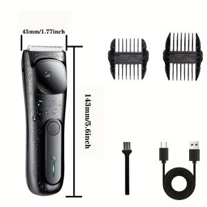 TEMU 남성용 바디 헤어 트리머, 교체 가능한 세라믹 블레이드, 전기 면도기, USB 충전식, IPX7, 소형 및 휴대용, 아버지의 날과 크리스마스에 완벽한 선물.