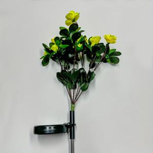 TEMU 1pc 태양광으로 작동하는 로드오덴트 필드 플러그인 라이트 - 야외 잔디 장식용 빨간 꽃 디자인, 녹색 잎이 있는 베이스, 테라스, 정원, 축제 파티 장면에 완벽한, 정원 조명 | 태양광으로 작동하는 라이트 | 인공 녹색, 정원 조명 | 정원 조명