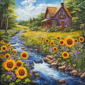 TEMU 대형 라운드 DIY 수공예 키트 벽 장식 정원 5D 페인팅 키트, 홈 벽 장식 및 선물용 무테 15.7*15.7인치|보석십자수