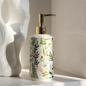 TEMU 1pc 화분 세라믹 비누 디스펜서 430ml - 우아한 프레스 펌 로션 병, 습기 및 얼룩 방지, 가정 및 호텔 사용에 이상적, 다중 장면 재충전 용기, 욕실 데코
