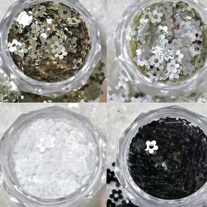 TEMU 작은 꽃 네일 아트 4피스 세트 반짝이는 스티커 요정 스타일 네일 장식 재료 일본산 그라데이션 파우더 패치 네일 샵 특별 세트|네일스티커