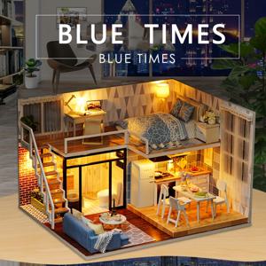 TEMU 나무로 만든 DIY 수제 건축 장면 모델 하우스와 가구 세트, 두 층 로프트 하우스 - 스터디룸/침실 홈 데코용, 접착제/배터리 불필요한 정교한 생일 선물 및 휴가 선물