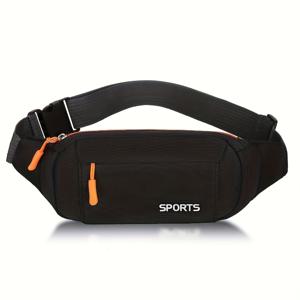 TEMU 1pc 조절 가능한 스트랩, 대용량 팬니 팩 & 체스트 백, 블랙에 오렌지 액센트, 내구성 및 스타일리시한 디자인, 스포츠 및 캐주얼 사용에 이상적, 스포츠 액세서리 | 조절 가능한 스트랩 백 | 내구성 있는 원단, 스포츠 백