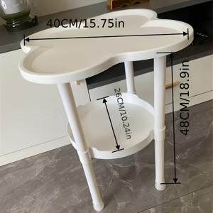 TEMU 다기능 모던 코너 커피 테이블 & 사이드 테이블 - 이중 레이어 수납, 꽃무늬 디자인, 내구성 있는 플라스틱, 4가지 색상 (화이트 표시), 거실/침실/스터디룸/발코니용, 실외 사용 가능, 현대적 디자인의 튼튼한 구조