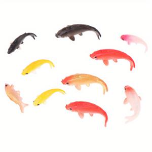 TEMU 10pcs 미니어처 코이와 금붕어 세트 - 플라스틱 인형집 아쿠아리움 장식, DIY 어류 탱크 및 플레이셋에 이상적, 아쿠아리움 장식|생동적인 장식|내구성 있는 플라스틱