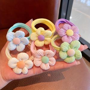 TEMU 6pcs 여름 새로운 아름다운 꽃 헤어 타이 고 탄성 헤어 밴드 비 손상 헤어 타이 귀여운 달콤한 공주 헤어 액세서리