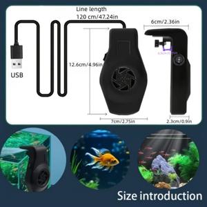 TEMU USB 전원 아쿠아리움 냉각 팬, 이중 속도, 저전압, 내부 어항용 도킹 디자인, 1cm 두께의 벽에 완벽한, 배터리 필요 없음, 어항 팬 | 휴대용 쿨러 | USB 전원 팬