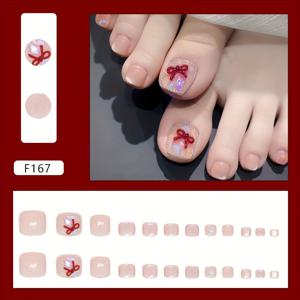 TEMU 레드 글리터 캣아이 프레스온 발톱 매트 리본 & 반짝이는 라인스톤 - 여성용 짧은 스퀘어 광택 탈착식 인조 네일, 가능한 페디큐어 디자인, 파티 액세서리, 패션 네일 세트