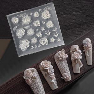 TEMU 1 우아한 성 3D 장미 디자인 실리콘 몰드 - 무취, DIY 아트 럭셔리 스타일 꽃 패턴 네일 프린팅 몰드, 여성용 네일 살롱 및 폰 케이스 제작에 적합, 완벽한 네일 아트 용품