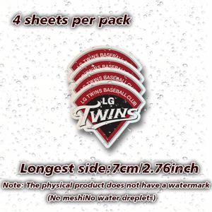 TEMU 4pcs LG 트윈스 서울 야구 KBO 로고 비닐 스티커 - 매트 핏, 자체 접착, 내구성 있는 자동차 창 및 문 데칼, 팬, 자동차 장식, 만화 테마, 쉬운