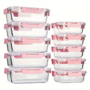 TEMU 10개 미충전 유리 식품 보관 용기, BPA 프리, 밀폐, 누출 방지, 전자레인지, 오븐, 냉장고 및 식기 세척기 안전, 캠핑, 피크닉, 학교 및 사무실용 유리 점심 상자 포함|냉동고|전자레인지|식기세척기