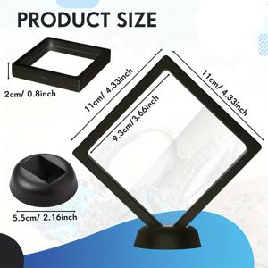 TEMU 5개의 3D 디스플레이 프레임 홀더와 함께, 3D 플로팅 보석 디스플레이 프레임 박스, 큰 메달리온 시료 군용 동전 투명 박스, 11x11cm