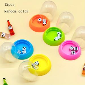 TEMU 12pcs 미니 플라스틱 다이스 컵 (녹색, 노란색, 오렌지, 빨간색) - 어른용 재미있는 파티 선물, 교실 보상 및 카니발 상으로 사용할 수 있는 설탕 컵 데스크 장난감|주사위