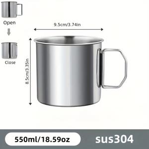 TEMU 스테인리스 스틸 보온 여행용 머그 250ml/350ml/550ml - 접이식 야외 커피 & 차 컵, 음료를 뜨겁게 또는 차갑게 유지, 캠핑 및 피크닉에 이상적