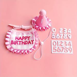 TEMU 2개 세트 개 생일 반다나 모자, 개 생일 파티 용품 개 반다나 소년 소녀 강아지 생일 모자 스카프 중소형 개용 번호 포함