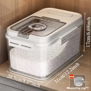 TEMU 2 사이즈 밀폐식 식품 보관용기 세트 - 10.8L & 7.8L, PET 정사각형 플립 탑 쌀용 캐니스터, 재사용 가능, 곤충 및 습도 방지, 손세척 가능, 주방용 식품 보관용기 정리용 밀봉식 곡물 분배기