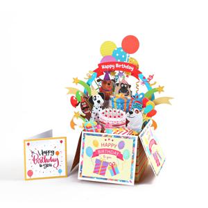 TEMU 3D 팝업 만화 개 파티 인사 카드, 창의적인 종이 공예, 동물 테마, 재미있는 생일 장식, 친구와 가족에게 최고의 선물