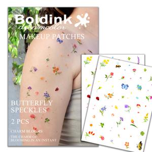 TEMU Boldink 2개 세트 방수 꽃과 나비 얼굴 메이크업 스티커, 여성용 임시 뷰티 패치|타투스티커