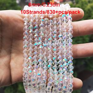 TEMU 10가닥, 830개 이상 6mm 둥근 유리 비즈, 합성 면상 수정 스페이서 비즈, DIY 쥬얼리 만들기, 팔찌, 목걸이, 족쇄, 귀걸이, 결혼식, 크리스마스 트리, 휴일, 방 장식용 패션 장식 느슨한 비즈