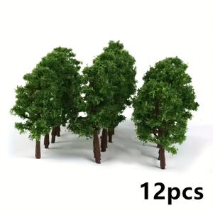 TEMU 12개의 미니어처 모델 나무 세트, 3.5cm, 기차 궤도 및 다이오라마 레이아웃용, 전쟁 게임 및 풍경 장식 액세서리용 나무 시뮬레이션.