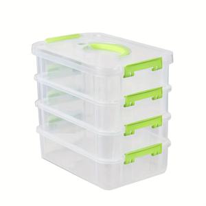 TEMU 4-Layer Stackable Clear Plastic Storage Box with Lid - 다용도 홈, 사무실, 장난감 및 잡화 정리함 - 효율적인 공간 절약을 위한 내구성 있는 바구니 및 용기, 홈 정리 | 스택 가능한 상자 | 투명한 디자인, 보석 정리함