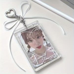 TEMU 슈퍼 귀여운 보우클리스트 스타 3인치 사진 카드 홀더, 내구성 있는 플라스틱 ID 카드 케이스와 레니어드, 가방에 걸어 보관 및 장식, 사무용품 및 액세서리