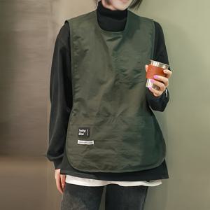 TEMU 여성용 아크릴 앞치마 - 블랙 & 베이지, 유지 관리가 쉬움, 접촉 없는 헤어 디자인, 바리스타, 헤어디자이너, 식품 서비스 직원에게 완벽한 바리스타 유니폼 | 세련된 앞치마 | 내구성 있는 앞치마