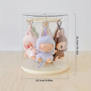 TEMU 1pc 360° 회전 아크릴 디스플레이 케이스 - 먼지 방지 보관 랙, 플러시 장난감 및 장식적인 조각을 위한 완벽한 데이 선물 (인형 미포함), 아크릴 (PMMA) 디스플레이 케이스 | 장식 디스플레이 | 투명 아크릴, 장난감 보관|모루인형