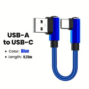 TEMU 휴대용 25cm 짧은 케이블 66w USB A/C to Type C 빠른 충전 데이터 전송 라인 Xiaomi, for SamSung, Huawei, Oneplus, POCO, Redmi, Realme 휴대폰용