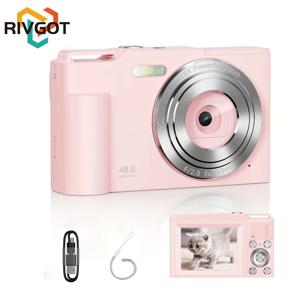 TEMU 디지털 카메라, 64GB SD 카드 포함, 16배 줌, 컴팩트 휴대용 포인트 앤 슈팅 카메라, 필 라이트 기능, 타임랩스, 연속 촬영 가능, 생일 선물, 크리스마스 선물