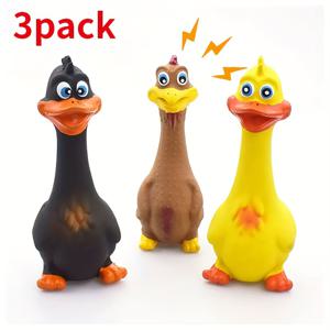 TEMU 3개 세트의 소리나는 닭 개 장난감 - 내구성 있는 고무 오리 씹는 장난감, 비트 저항성, 치아 갈기, 모든 품종을 위한 상호 작용적인 애완 동물 놀이, 배터리 없음