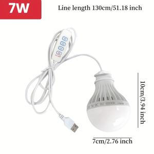 TEMU USB 전원 5W/7W DC5V 캠핑용 LED 전구 - 텐트, 야외, 바비큐, 낚시 및 수리용 걸이 후크가 있는 3색 조절 가능한 비상등 - 에너지 효율적인 휴대용 실내/실외 조명, 낚시 밤 빛 | 휴대용 LED 전구 | 에너지 효율적 LED, 캠핑 액세서리