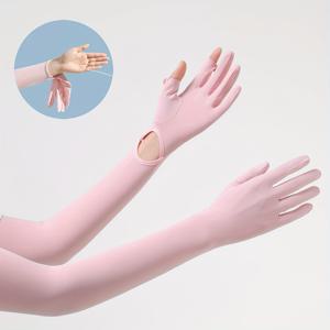TEMU 열린 손가락 디자인, 긴 장갑 아이스 슬리브, 네 계절 사용에 적합한 아이스 실크 장갑, 넓은 범위 커버리지, 부드럽고 실크, 통기성, 재사용 가능|팔토시