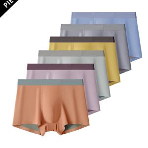 TEMU 남성용 아이스 실키 스무스한 속옷 6개 세트, 이중톤 소재, 세련된 색상, 스포츠, 레저, 비즈니스 등 다용도로 사용할 수 있는 편안한 속옷|단색 디자인|폴리에스터 혼방