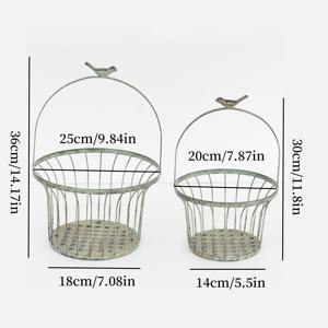 TEMU 2pcs/set 빈티지 금속 와이어 바구니 플랜터 - 농가 철 걸이 꽃 홀더, 조류 핸들, 정원, 파티오, 가정용 레트로 장식