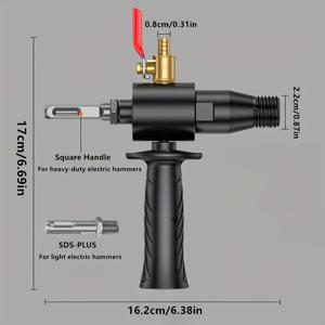 TEMU 1 세트 전기 해머 어댑터, SDS-PLUS/스퀘어 드릴 비트 어댑터, 연결 스틱 도구가 있는 물 드릴 물 추가 장치, 전기 해머 물 주입 변환기, M22 스레드 원형 목 변환기, 전기 해머 SDS-PLUS/스퀘어 핸들용