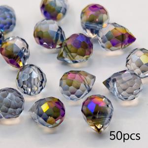 TEMU 50개 8x10mm 멀티컬러 물방울 유리 비즈 - 반짝이는 컷팅된 주얼리 비즈, DIY 목걸이·팔찌·귀걸이 만들기용 - 다양한 색상의 공예 재료