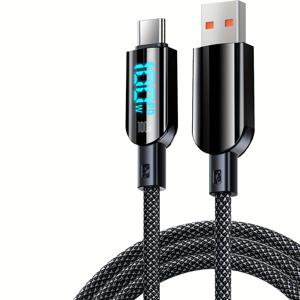TEMU 100W 최대 USB A to C 빠른 충전 케이블 LED 지시자, USB A to Type-C 충전 와이어 Iphone 16/15 Pro Max, USB-C 충전기 Samsung Galaxy S25/24/23, Moto, LG, Google Pixel와 호환됩니다.