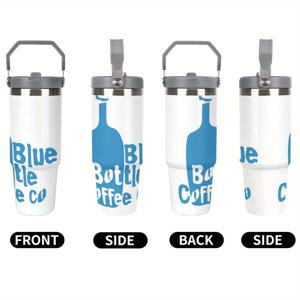 TEMU 1pc 블루 보틀 커피 30oz 스테인리스 스틸 텀블러 - 진공 보온, 스포츠, 피트니스 및 자동차 운전용 더블 월 재사용 여행 머그, 손잡이가 있는 내구성 있는 및 세련된 디자인