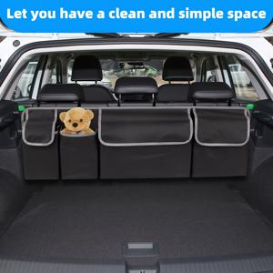 TEMU 1pc 옥스포드 원단 다기능 자동차 트렁크 정리 가방 - 지속 가능한 검은 색 재질과 지퍼 포켓, SUV 및 기타 차량의 후면 좌석 및 트렁크에 보관할 수 있는 이상적인 솔루션, 트렁크 보관 솔루션 | 지퍼 포켓 | 지속 가능한 옥스포드 원단, 트렁크 정리 가방, 트렁크 보관 정리 가방, 트렁크 정리 가방
