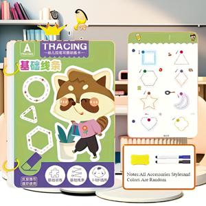 TEMU 재사용 가능한 34페이지 마법 교육 워크북, 숫자와 글자 학습에 적합, 그리기 기술 개발, 초기 필기 제어, 추적 가능한 알파벳, 계산 및 수학 연습 책 - 교육용 쓰기 키트