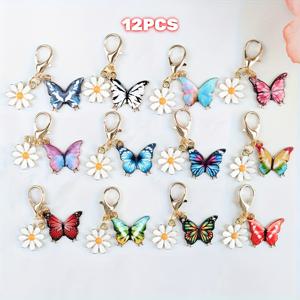 TEMU 3개/6개/12개 미니 컬러풀 나비와 다이즈 키체인 세트. 패션 동물 테마 디자인. 가방 패던트, 펜 박스 패던트, 키체인에 적합. 어머니의 날, 아버지의 날, 계절 돌아오기, 졸업 시즌에 완벽한 선물로 적합. 여성에게 적합합니다.