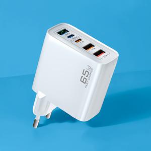 TEMU 65W PD C-타입 USB 5포트 충전기, QC3.0 고속 충전 모바일 폰 충전기, 아이폰 15 14 파워 어댑터, 삼성, 샤오미, 애플, 안드로이드용 EU 플러그 벽면 충전기